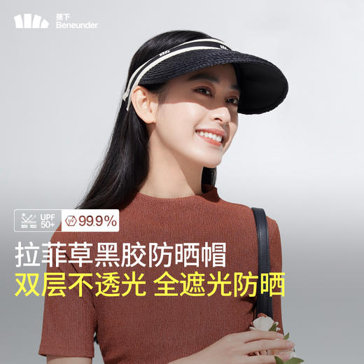 蕉下女士空顶黑胶防晒草帽BM56224 商品图2