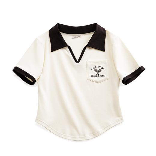 马登复古V领Polo衫正肩显瘦短袖修身T恤小众设计老钱风撞色上衣女 商品图5