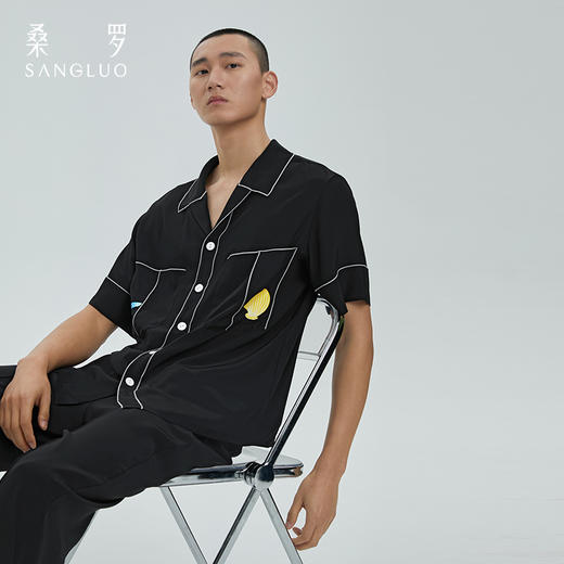 桑罗海岛系列撞色男士睡衣家居服套装反做特殊工艺 商品图1