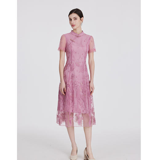 司歌改良新中式刺绣立领连衣裙A891067X 商品图4