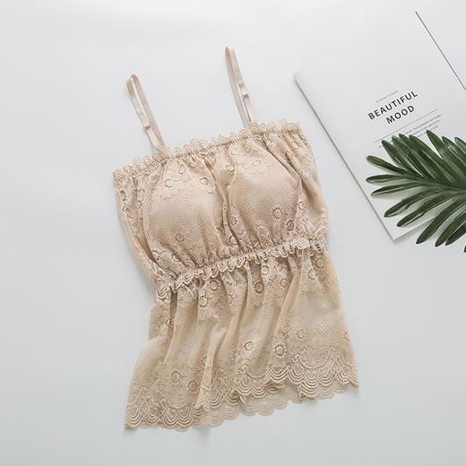 ARN-X020内衣真丝桑蚕丝抹胸性感蕾丝花边拼接吊带长款裹胸带胸垫内心背心 商品图2