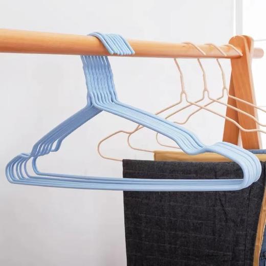 成人衣架浸塑铁丝加粗干湿两用无痕衣撑家用阳台晒晾衣挂衣服架子10个/扎 商品图1