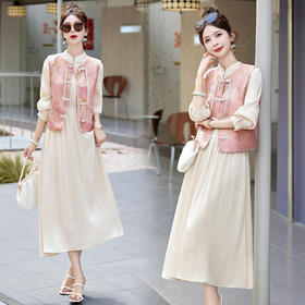 简约气质，中式盘扣马甲两件套HR-HRYZ9642