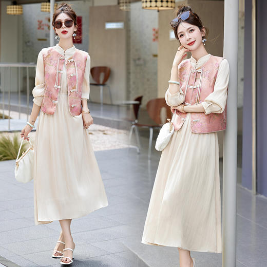 简约气质，中式盘扣马甲两件套HR-HRYZ9642 商品图0