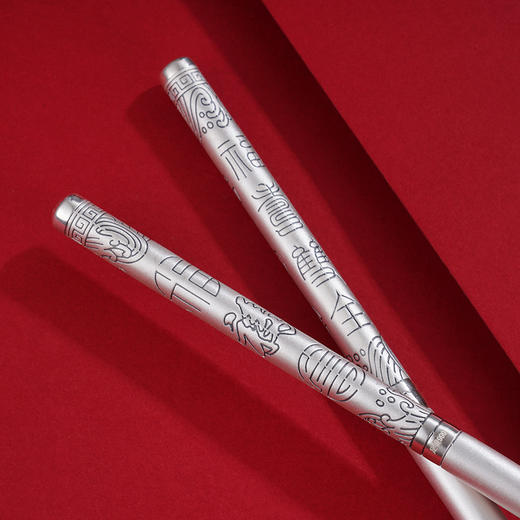 子佩集S999银【福寿双全】筷子摆件【B3229】2403 商品图3