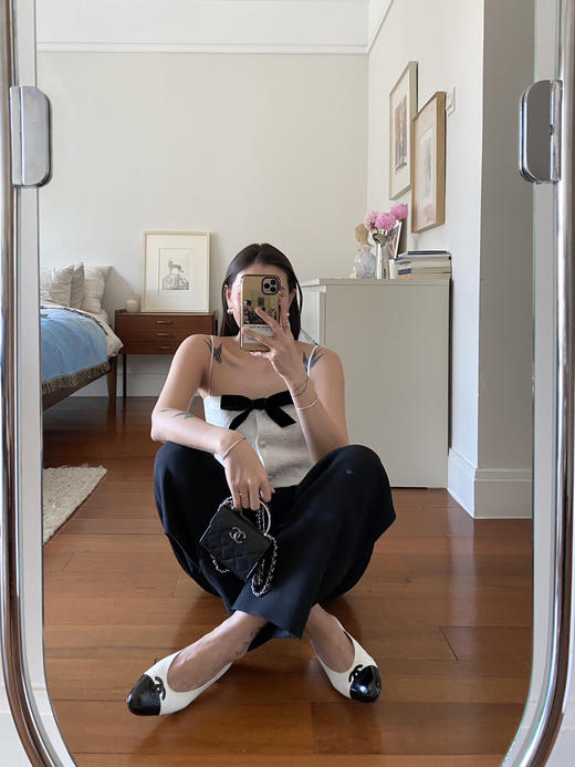 my tweed bow strap white 商品图7