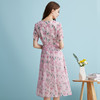 EITIE爱特爱气质鸡心领高腰显瘦通勤印花时尚a字连衣裙夏季新款B2407318 商品缩略图4