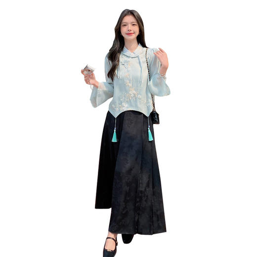 HRFS-240239刺绣国风套装时尚新中式风轻奢设计高级感两件套裙 商品图4