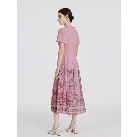 司歌印花雪纺国风连衣裙短袖A891039X 商品图3