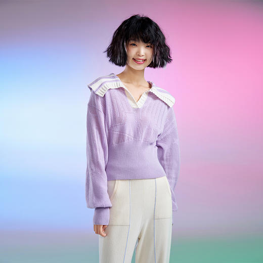 洲升CHAU·RISING 海军领羊绒针织衫女 商品图1