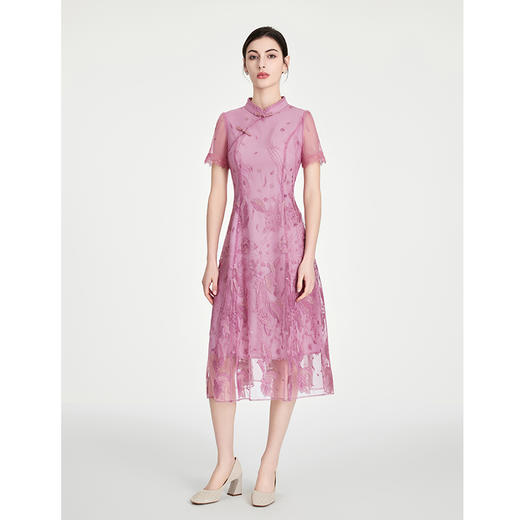 司歌改良新中式刺绣立领连衣裙A891067X 商品图0