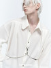 TIWILLTANG启世录“濠慵”龙骨链慵懒风垂感纯色宽松长袖衬衫黑白 商品缩略图2