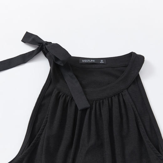 西遇韩式连衣裙新款纯色无袖休闲风简约通勤穿搭女V1531721 商品图5