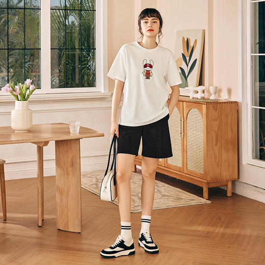 OLrain欧芮儿法式白色短袖T恤女夏季2024新款宽松重工珠片绣上衣 商品图4