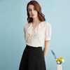 EITIE爱特爱时尚亮片V领荷叶边泡泡袖绣花雪纺衬衫上衣夏新款B2413310 商品缩略图3