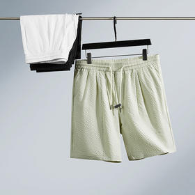 【格纹面料】【新款DDY】大依优型大码男装松紧腰五分裤弹力加肥加大大号短裤运动短裤男士胖子