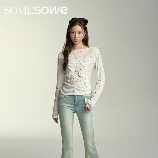 预售 | SOMESOWE 折纸蝴蝶结波点微透上衣-S2407044[福利品] 商品图0