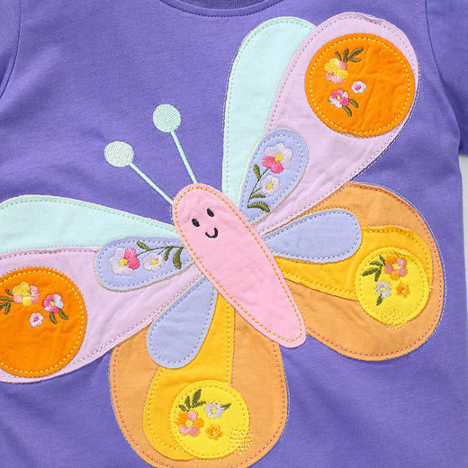 【小仙女夏日必备】Little maven儿童T恤女童蝴蝶夏季短袖女孩纯棉上衣中小童圆领T恤 商品图2