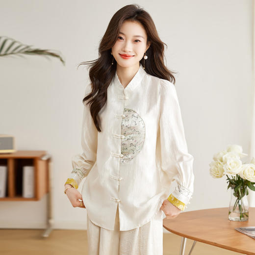 气质优雅，新中式国风盘扣立领衬衣HR-CPYY8027 商品图5