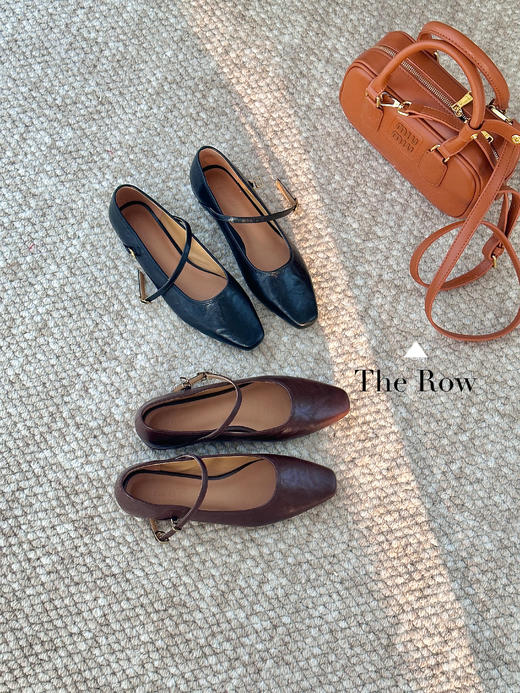 新款The Row同款复古软底一字式扣带牛皮浅口平底单鞋女玛丽珍女鞋 商品图0