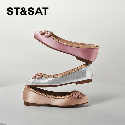 星期六蝴蝶结铆钉平底单鞋SSC1111074 商品图1