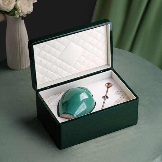 知音【实木烤漆.单瓷.墨绿+茶勺】150元1套.整箱10套 商品图2