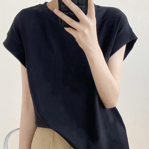 无袖设计感T恤女2024春夏新款纯色圆领宽松显瘦背心上衣  YS-655 商品图4