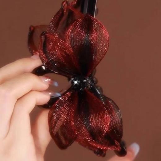 手工高档铜丝编织花朵刺绣水晶叶优雅盘发鲨鱼夹 商品图3