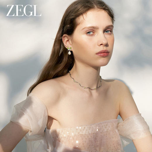 ZEGL设计师绿野漫迹系列925银人造珍珠耳环2024款耳钉蝴蝶耳饰女 商品图2