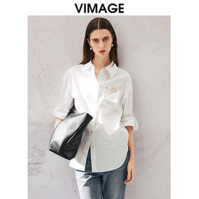 VIMAGE纬漫纪春夏时尚简约通勤百搭休闲显瘦衬衫女上衣V2109713