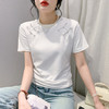 KQL-9897新款国风改良褶皱短袖T恤女潮国潮女装中国风复古风盘扣上衣 商品缩略图2