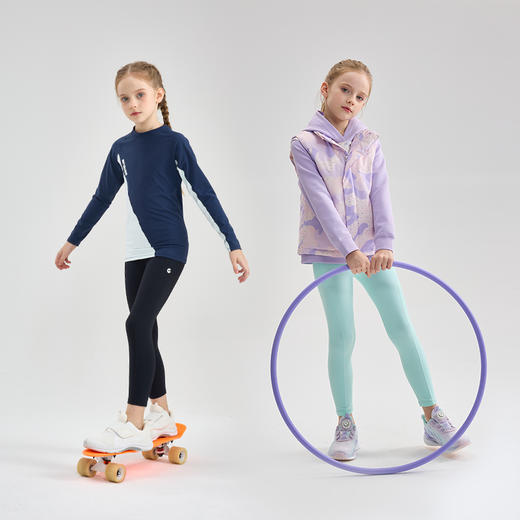 （袋鼠爸爸）oribigo儿童云感拼色上衣/拼接腰带打底裤/假两件运动裤 商品图2