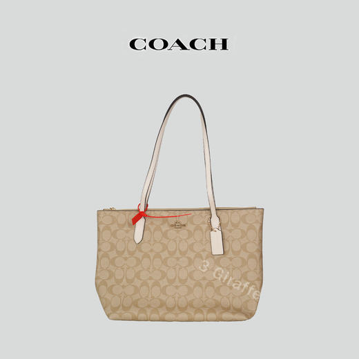 COACH/蔻驰Zip Tote 30拉链开合奶白色托特包单肩包女款4455  #美国直邮 商品图1