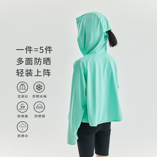 cicochild夏女童纯色连帽防晒衣中大童UPF50+凉感吸湿速干外套 商品图2
