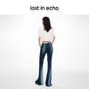 lost in echo2024春季新款设计师品牌双扣带紧身酸洗牛仔喇叭裤 商品缩略图4