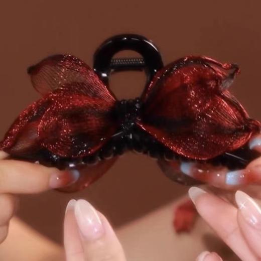 手工高档铜丝编织花朵刺绣水晶叶优雅盘发鲨鱼夹 商品图1