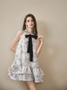 白色洛神赋手绘印花泡泡纱A型连衣裙 商品缩略图0
