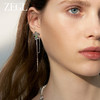 ZEGL设计师绿野漫迹系列925银蝴蝶耳环女2024款耳钉绿色花朵耳饰 商品缩略图1