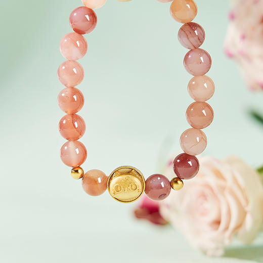 大英博物馆 盖亚·安德森猫和她的朋友们系列 蜜桃系盐源玛瑙 手链 送朋友 送闺蜜 节庆礼物 生日礼物 商品图3