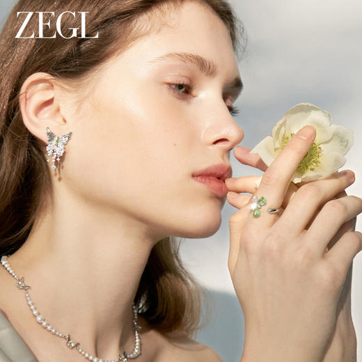 ZEGL设计师绿野漫迹系列925银彩色蝴蝶耳环女2024新款耳钉耳饰品 商品图3