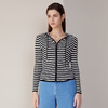 【黑白条纹连帽针织外套】24年春夏新品女士棉桑蚕丝修身显瘦运动外套 商品缩略图1