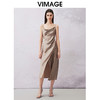 VIMAGE纬漫纪夏季新款气质慵懒荡领系带围裹开叉醋纤吊带连衣裙V2107720 商品缩略图0