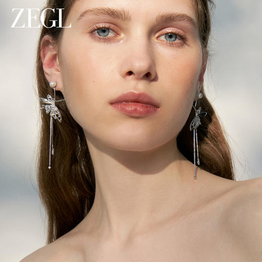 ZEGL设计师绿野漫迹系列蝴蝶耳环女2024新款流苏耳钉精灵耳饰品 商品图3