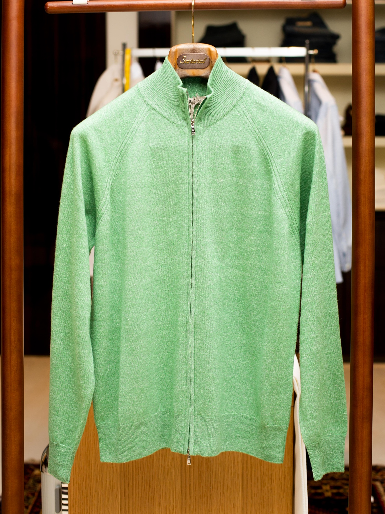 Fioroni 绿色亚麻羊绒针织夹克