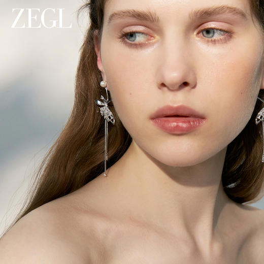 ZEGL设计师绿野漫迹系列蝴蝶耳环女2024新款流苏耳钉精灵耳饰品 商品图1