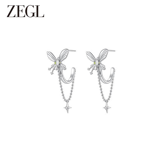 ZEGL设计师绿野漫迹系列925银蝴蝶耳环女2024新款耳钉耳圈耳饰品 商品图4
