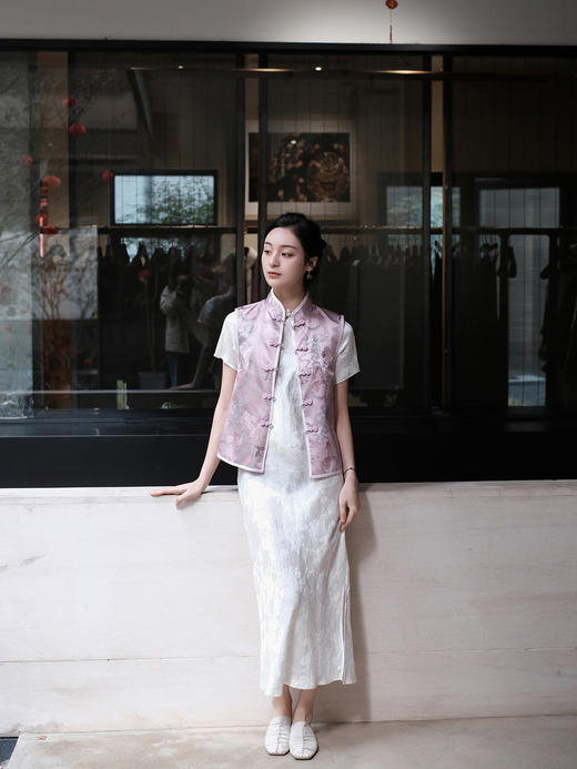 瑕疵|盛唐牡丹 |闲云野鹤宋锦对襟马甲[特价品] 商品图8