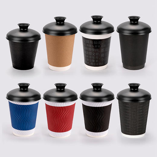 喇叭花咖啡纸杯一次性新中式双层瓦楞加厚鲜奶茶外卖杯子带茶杯盖 商品图2