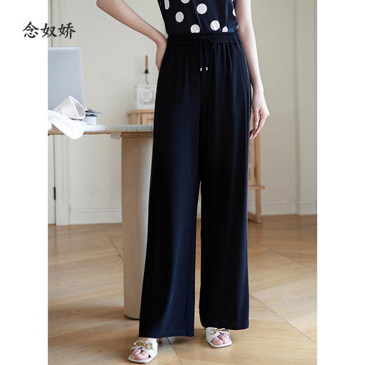 【商场同款】CNT4366  三醋酸气质款直筒裤 黑色好搭款 舒适透气阔腿裤 商品图1