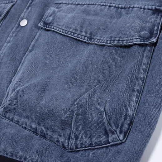 【新品上新】HX 春季水洗棒球领牛仔茄克衫外套复古工装C105410036101 商品图7